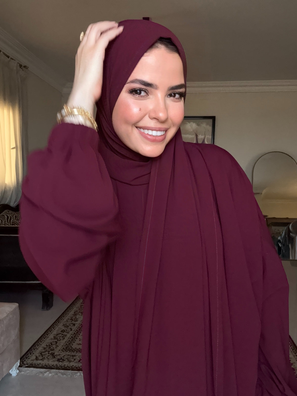 Abaya Isdal - Plain - Burgundy
