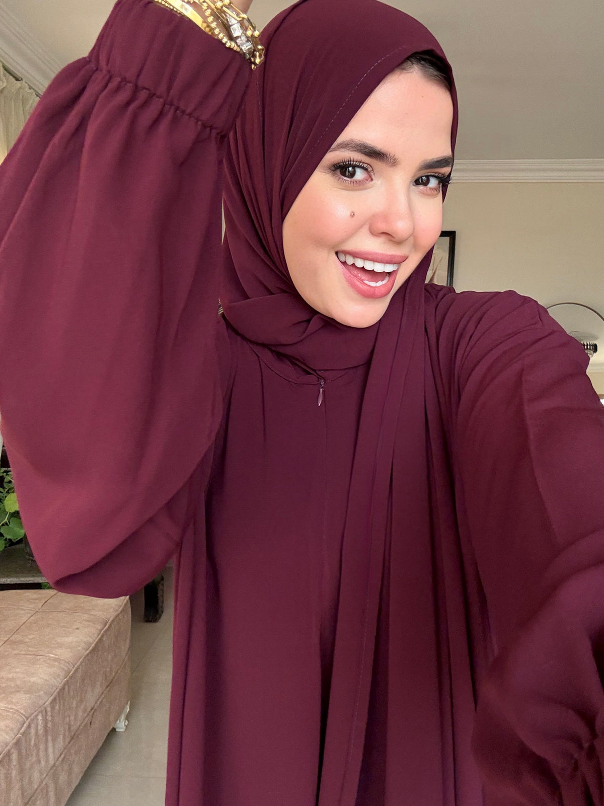 Abaya Isdal - Plain - Burgundy