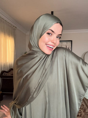 Plain Crinkle Satin - Olive