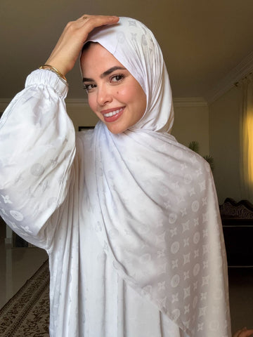 Jacquard Satin - White LV