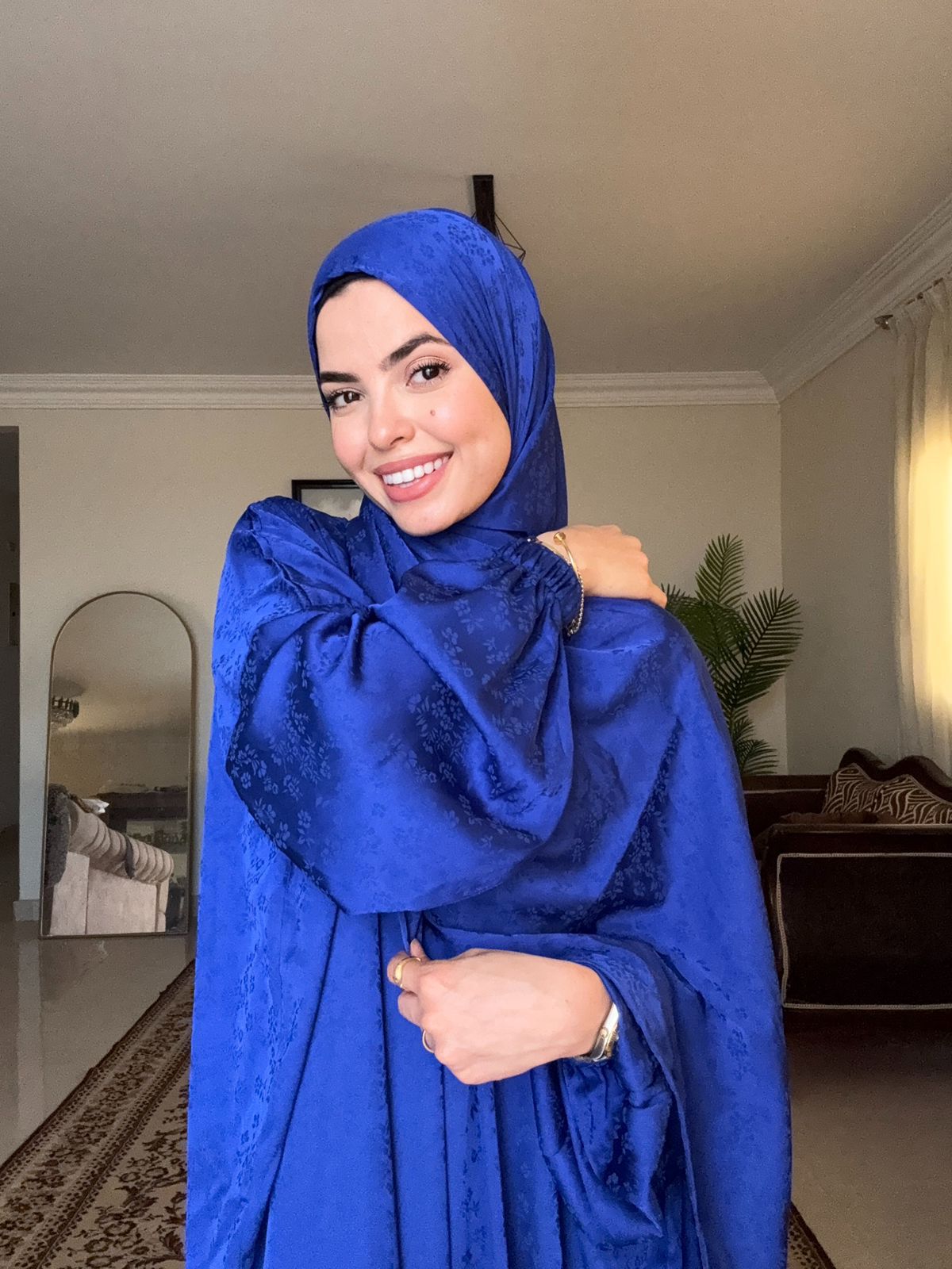 Jacquard Satin - Blue Flowers